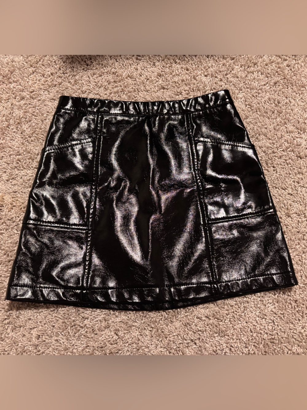 The Classic Black Faux Leather Panel Mini Skirt
